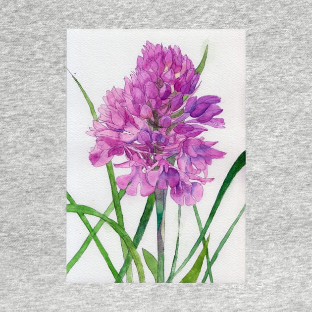 Pink wild orchid watercolour painting by esvb